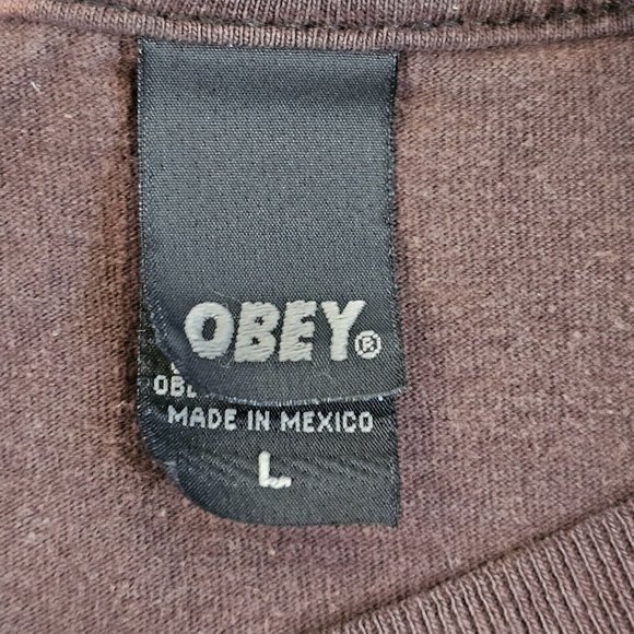 Y2K Obey Bleached Thrashed Distressed Graphic Tshirt‎ Cropped Large Grunge - Picture 9 of 10